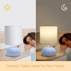 Aigostar Lampada da Tavolo Abat Jour in Ceramica Bianca e Azzurra E14