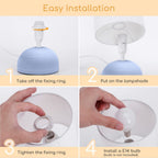 Aigostar Lampada da Tavolo Abat Jour in Ceramica Bianca e Azzurra E14