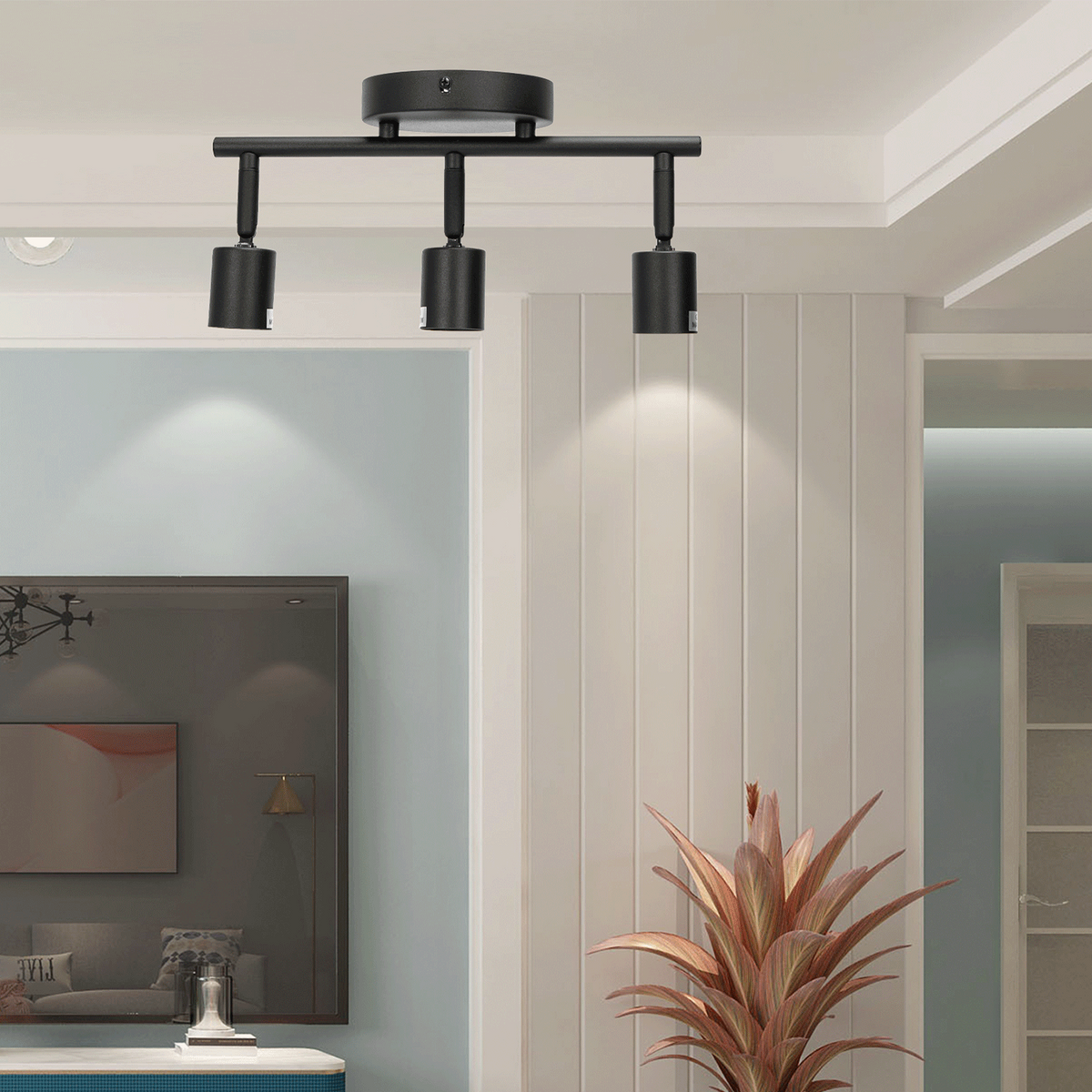 Aigostar Applique con 3 Faretti da Soffitto Orientabili per Lampadina GU10