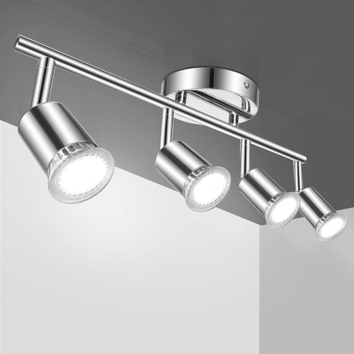 Aigostar Applique con 4 Faretti da Soffitto Orientabili Lampadina GU10 Silver