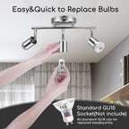 Aigostar Applique con 3 Faretti da Soffitto Orientabili Lampadina GU10 Silver
