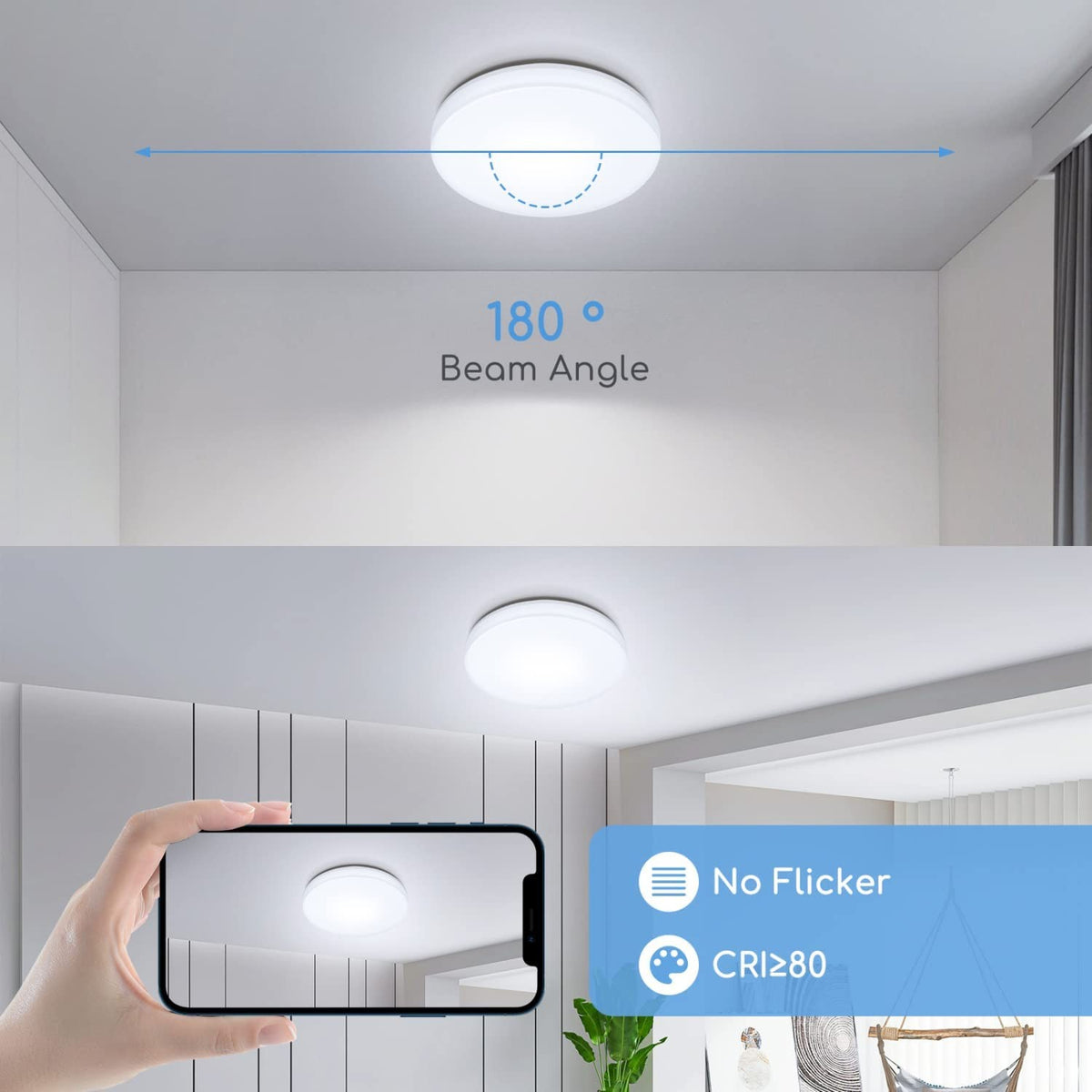 Plafoniera Led da Soffitto Impermeabile IP54 18W 2100LM Luce Fredda 6500K