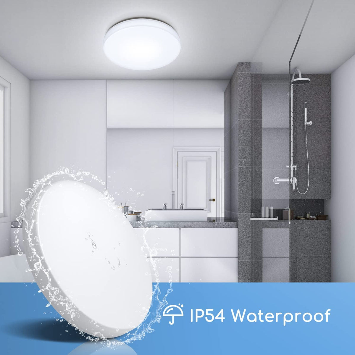 Plafoniera Led da Soffitto Impermeabile IP54 18W 2100LM Luce Fredda 6500K