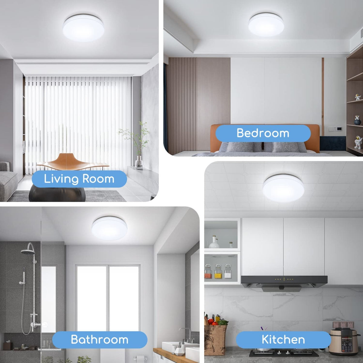 Plafoniera Led da Soffitto Impermeabile IP54 18W 2100LM Luce Fredda 6500K