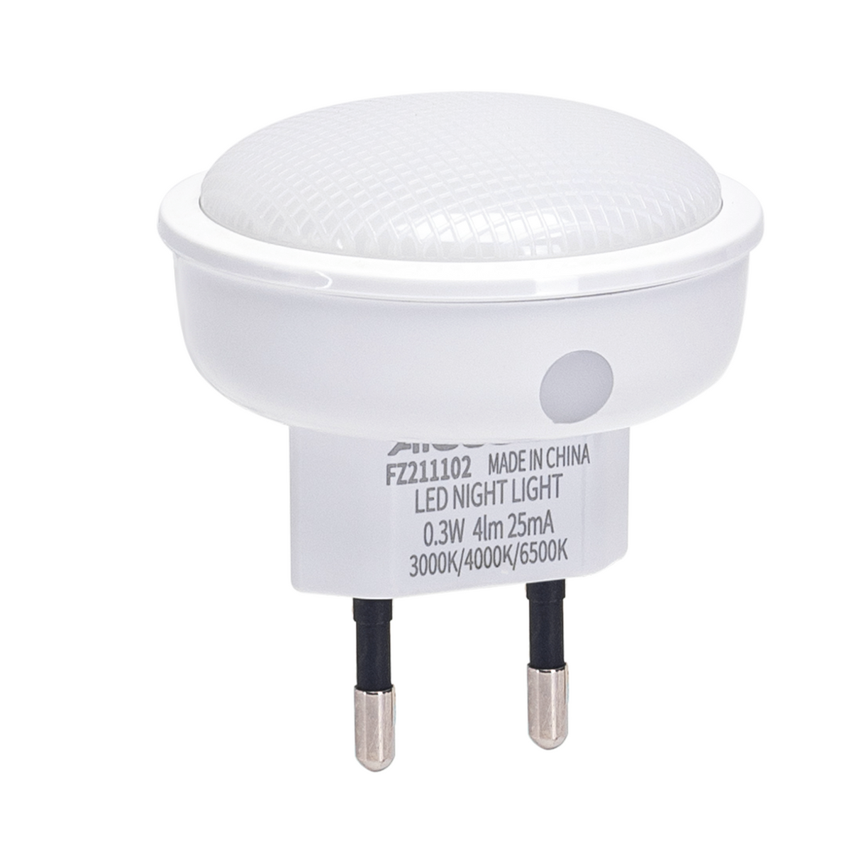 Lampada Luce Notturna a Led Rotonda da Presa 0,3W con Sensore Aigostar