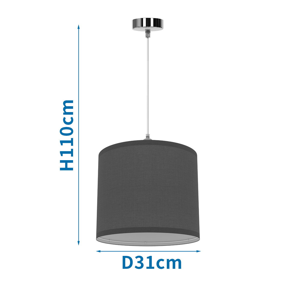 Lampadario da Soffitto Grigio 1 x E27 max 40W Aigostar