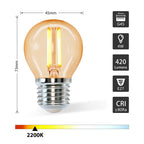 Lampadina Led Vintage a Filamento E27 G45 4W Bianco caldo 2200K