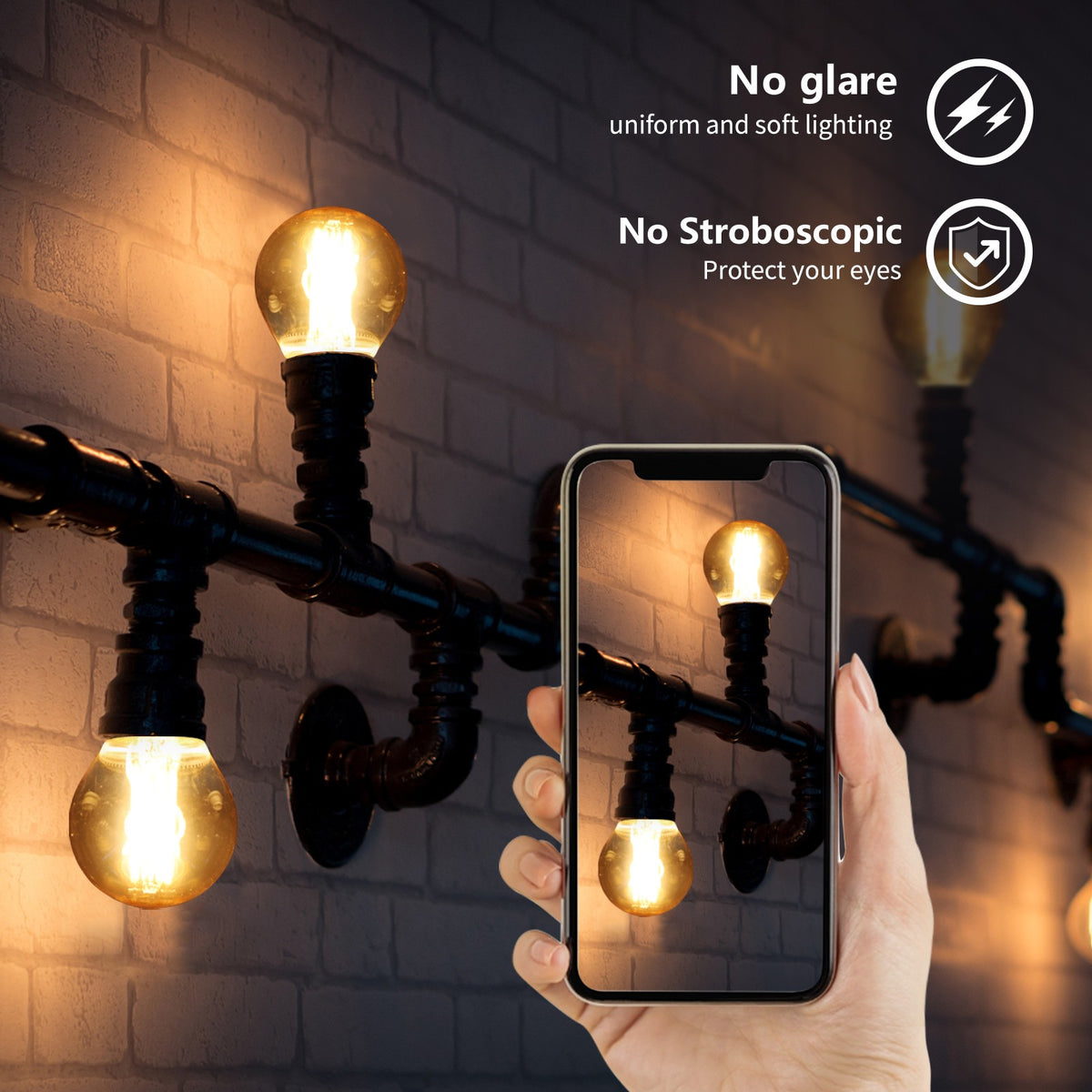 Lampadina Led Vintage a Filamento E27 G45 4W Bianco caldo 2200K