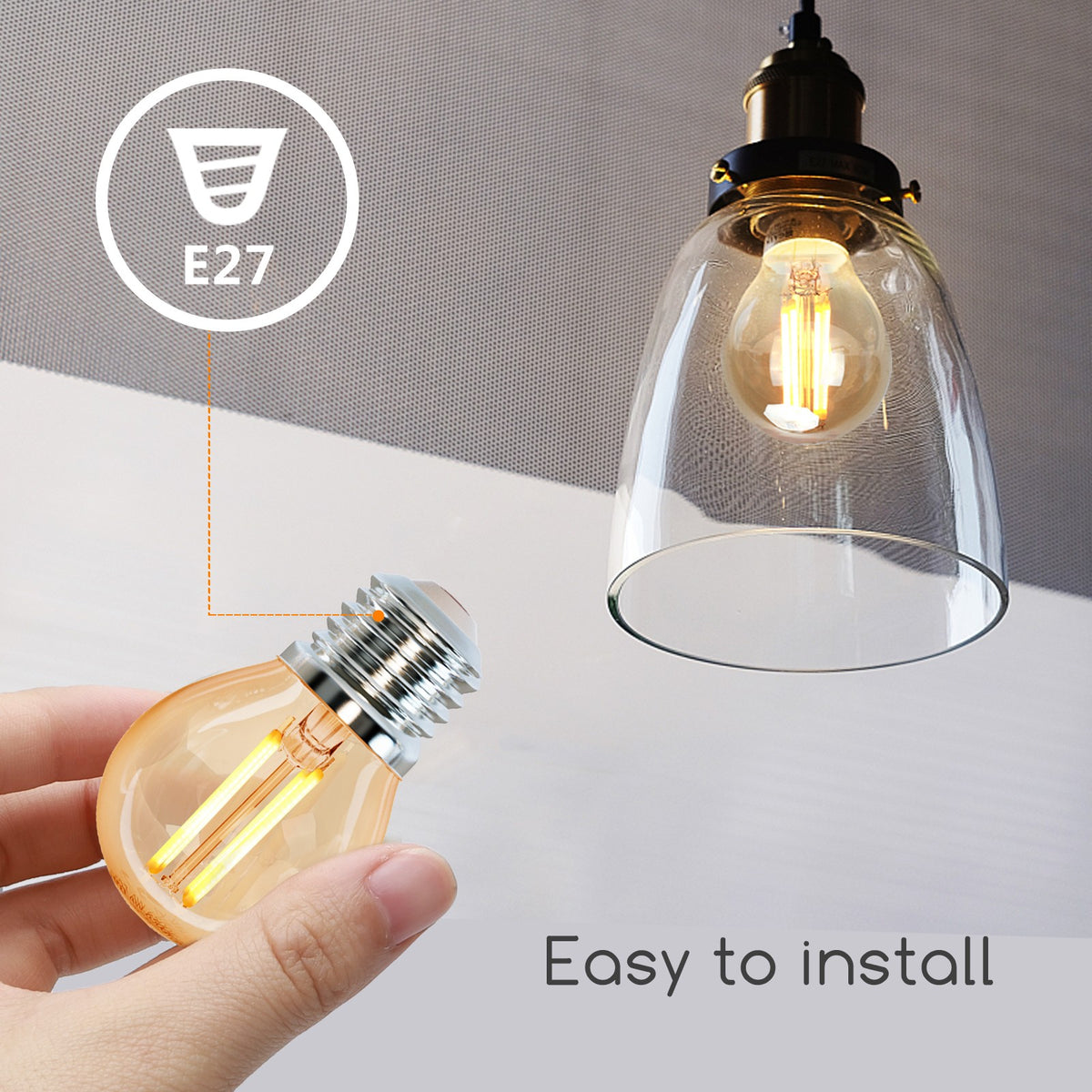Lampadina Led Vintage a Filamento E27 G45 4W Bianco caldo 2200K