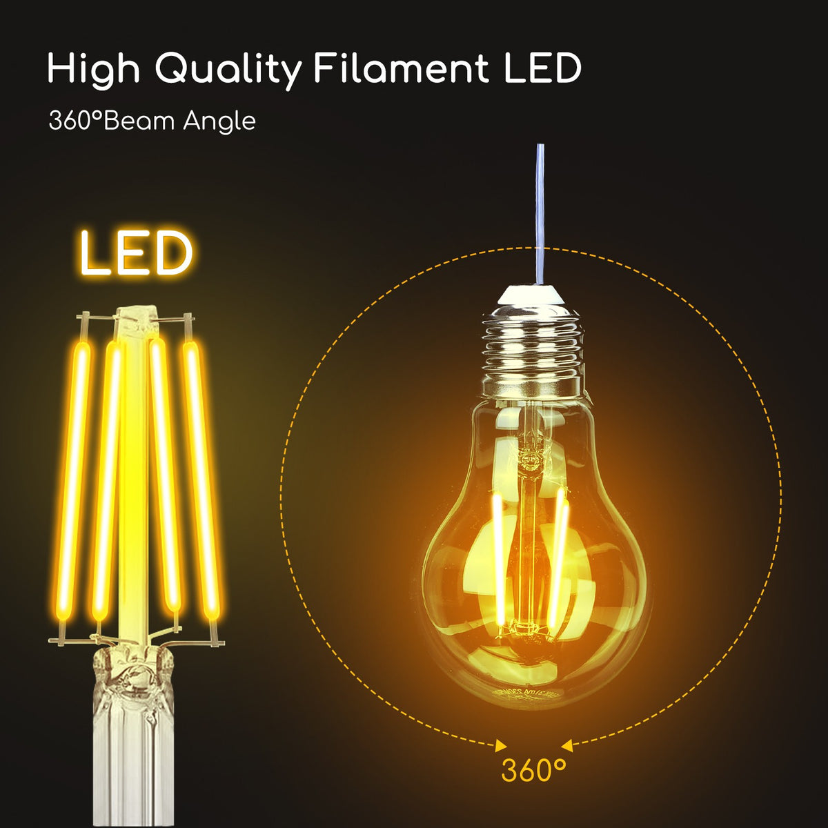 Lampadina Led a Filamento E27 A60 a Bulbo 8W Bianco Caldo 2700K