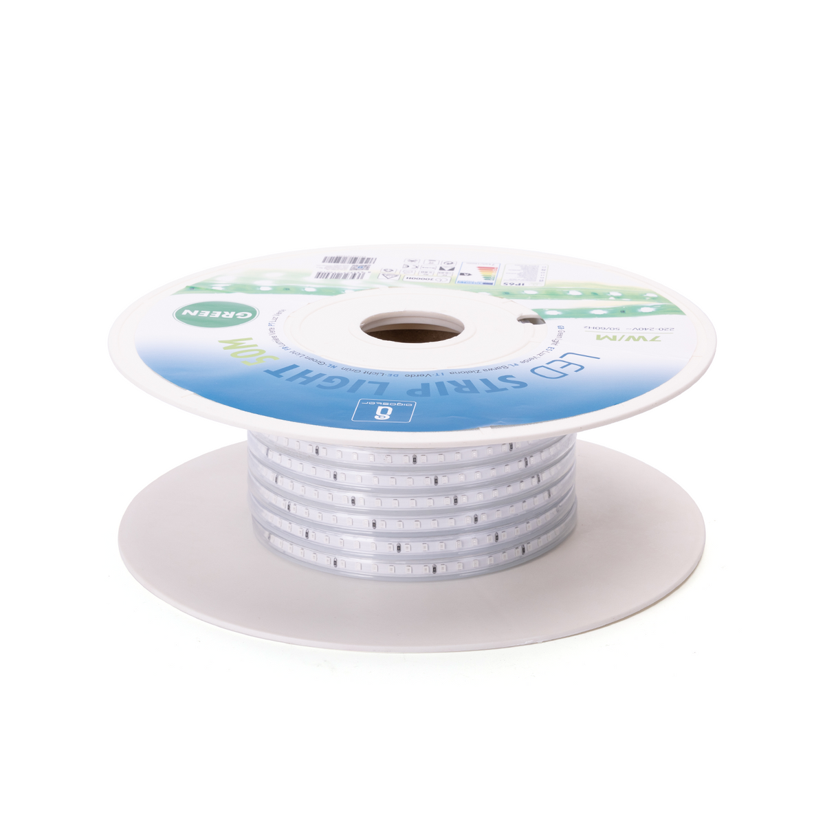 Striscia Led ARIEL 220V 2835 IP65 7W Al Metro Luce Verde 120 Led/mt