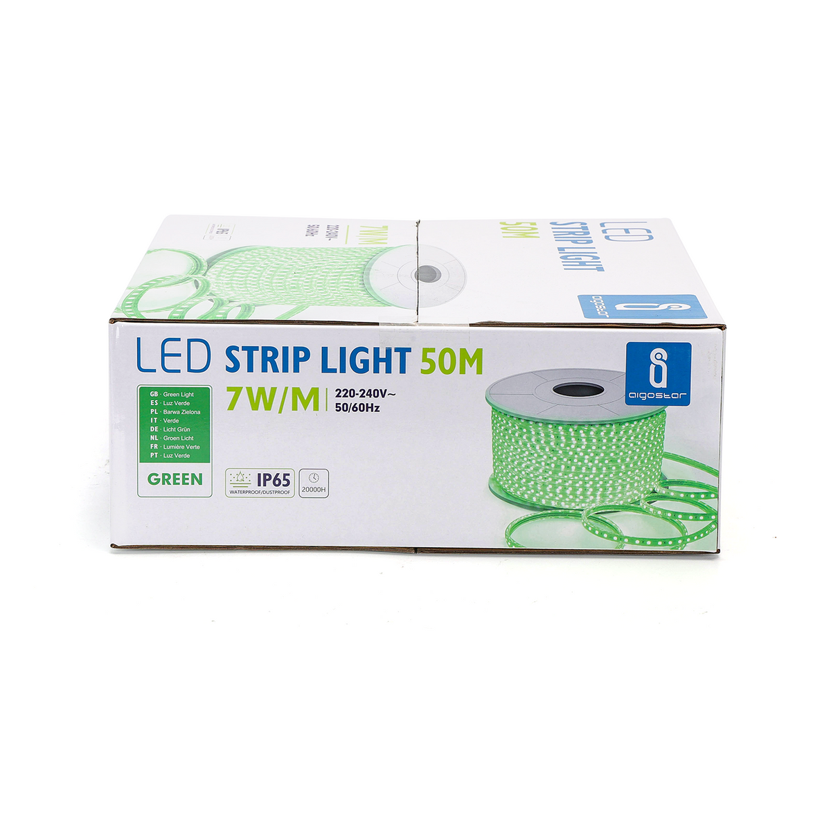 Striscia Led ARIEL 220V 2835 IP65 7W Al Metro Luce Verde 120 Led/mt