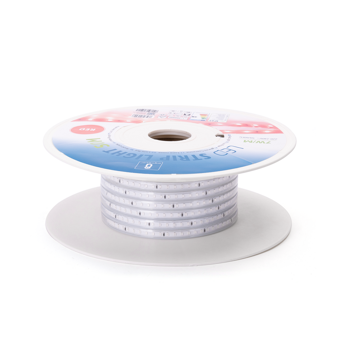 Striscia Led ARIEL 220V 2835 IP65 7W Al Metro Luce Rossa 120 Led/mt