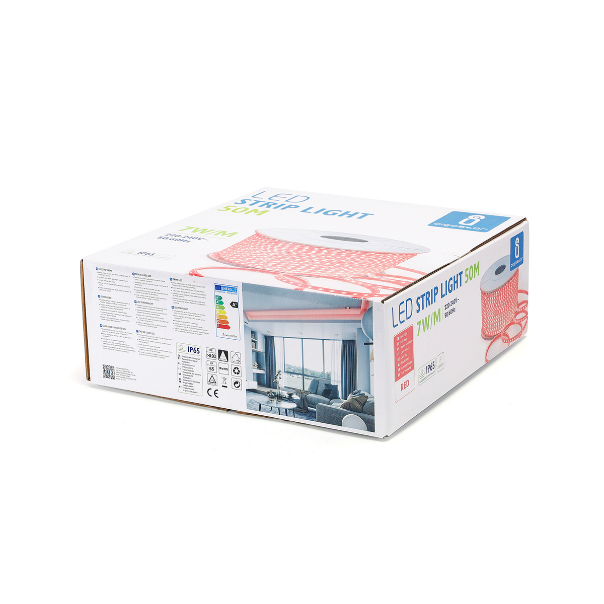 Striscia Led ARIEL 220V 2835 IP65 7W Al Metro Luce Rossa 120 Led/mt