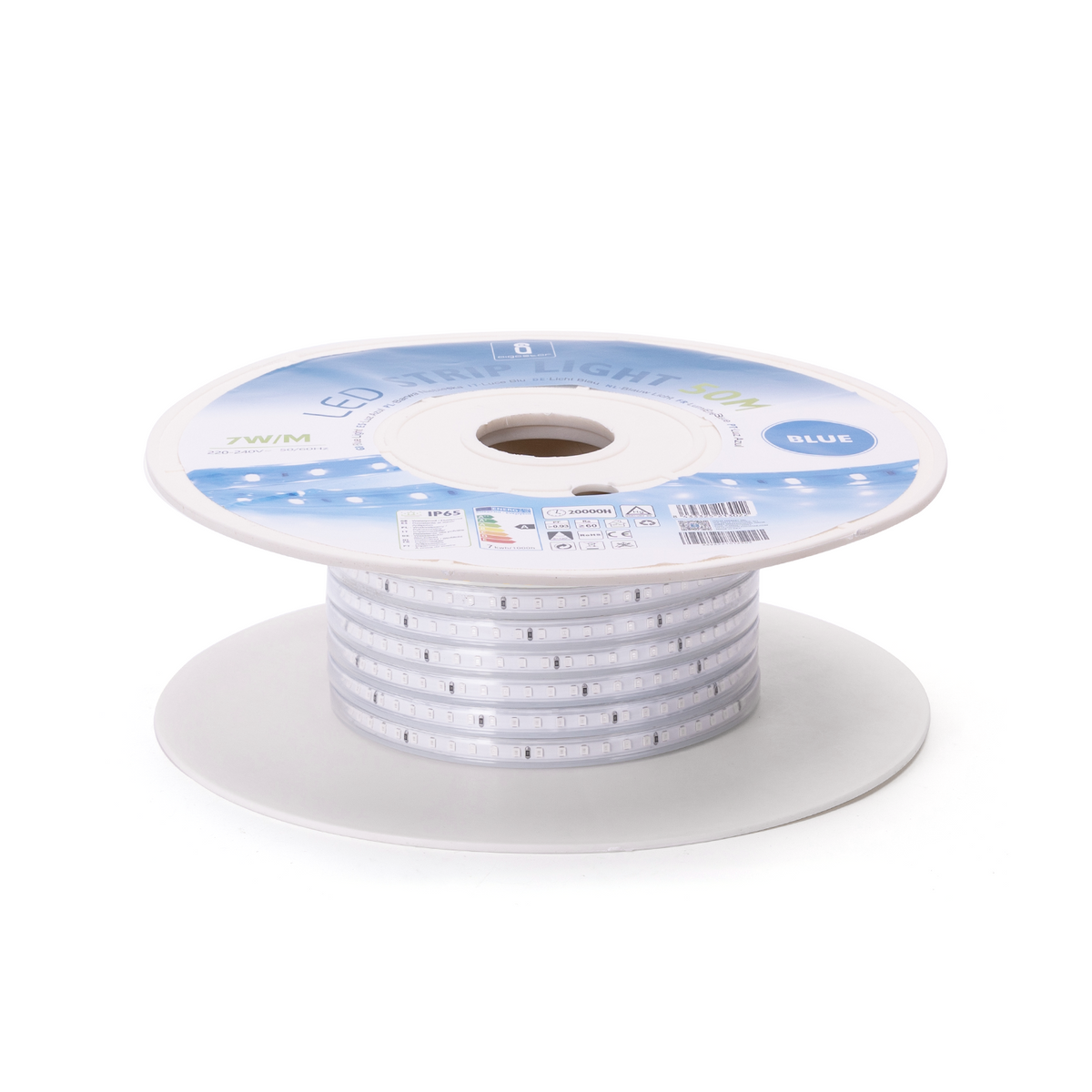 Striscia Led ARIEL 220V 2835 IP65 7W Al Metro Luce Blu 120 Led/mt