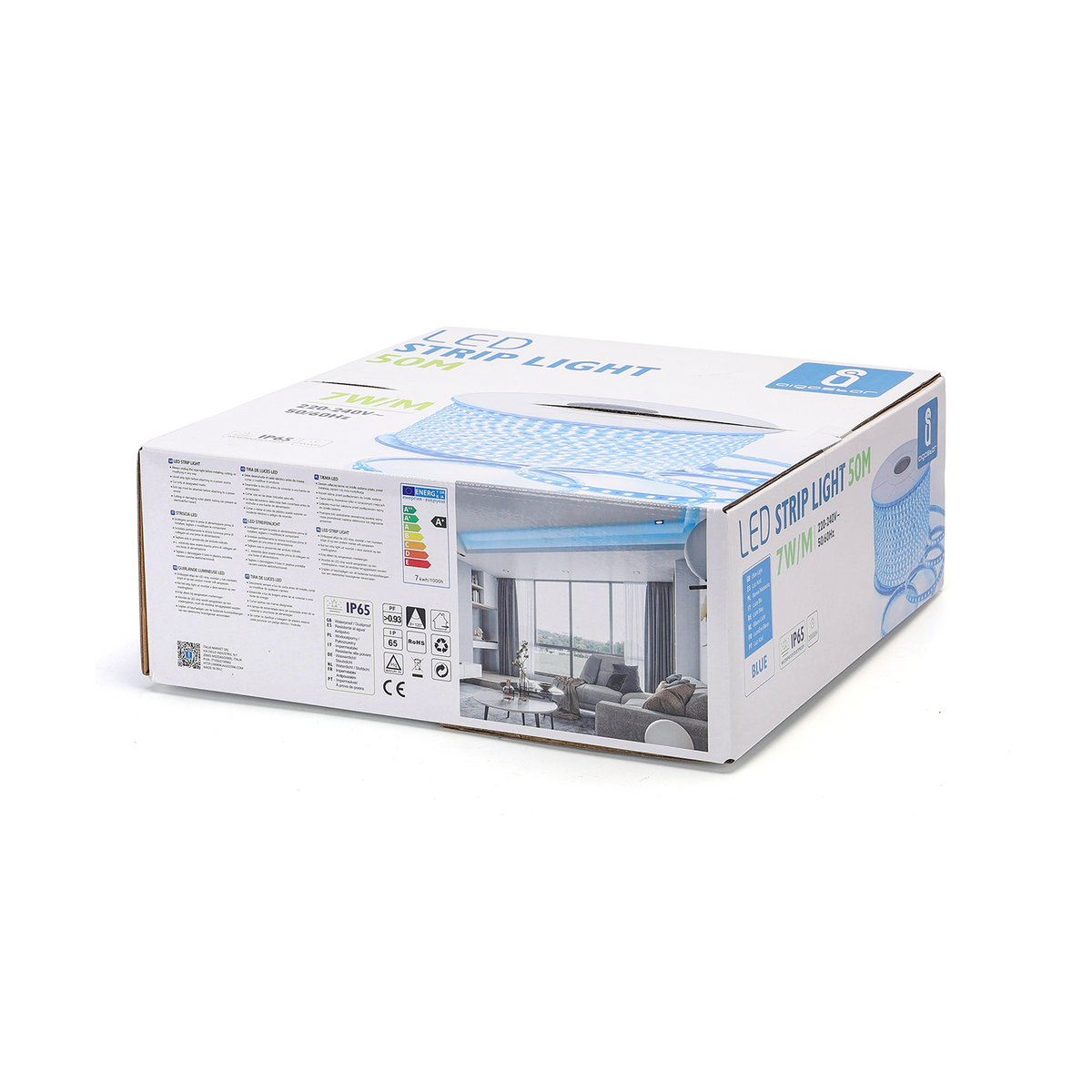 Striscia Led ARIEL 220V 2835 IP65 7W Al Metro Luce Blu 120 Led/mt