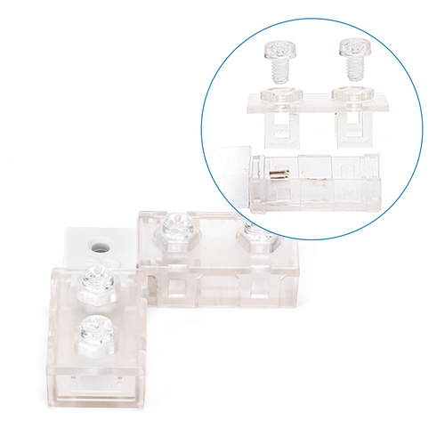 Connettore tipo L  Per Strip 220V 2835 IP54 2 Pezzi per Mod. ARIEL
