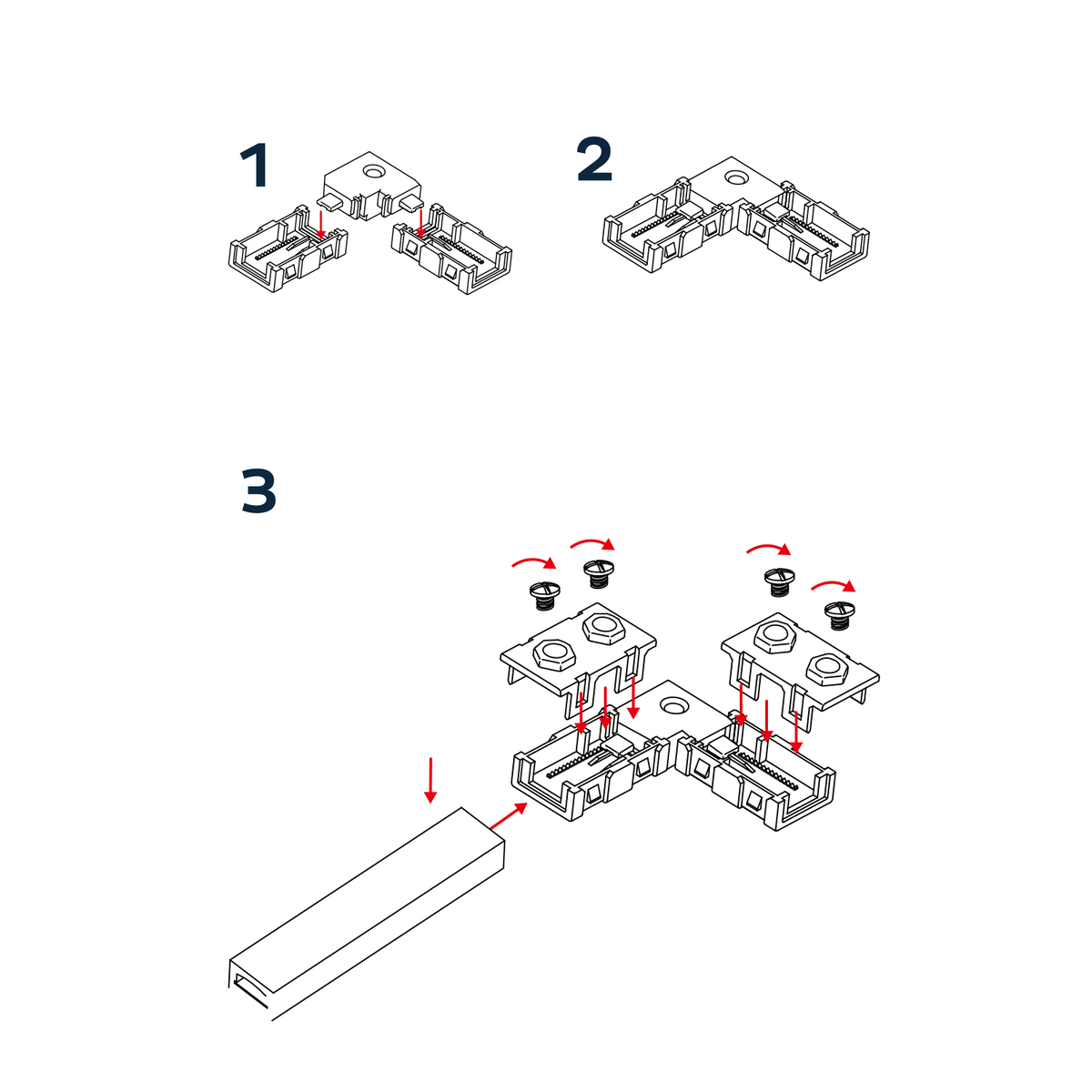 Connettore tipo L  Per Strip 220V 2835 IP54 2 Pezzi per Mod. ARIEL