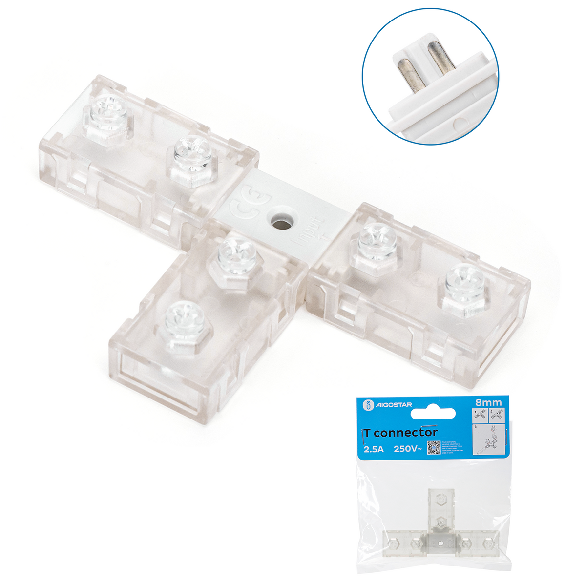Connettore tipo T  Per Strip 220V 2835 IP54 per Mod. ARIEL