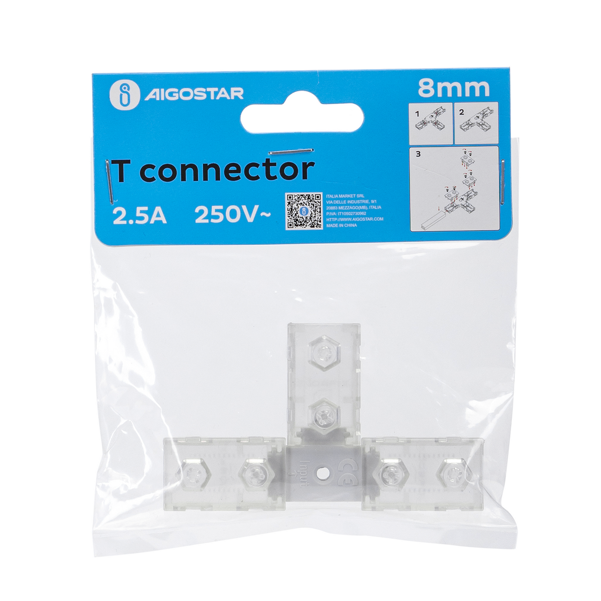Connettore tipo T  Per Strip 220V 2835 IP54 per Mod. ARIEL