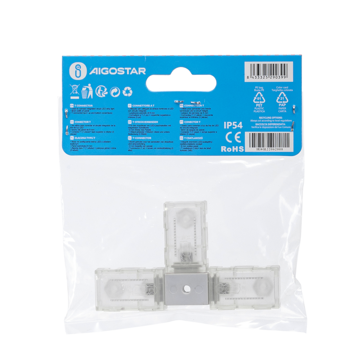 Connettore tipo T  Per Strip 220V 2835 IP54 per Mod. ARIEL