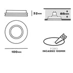 KIT 18 Portafaretti Gesso Ceramico Slim Rotondo da Incasso + 18 Lampadine GU10