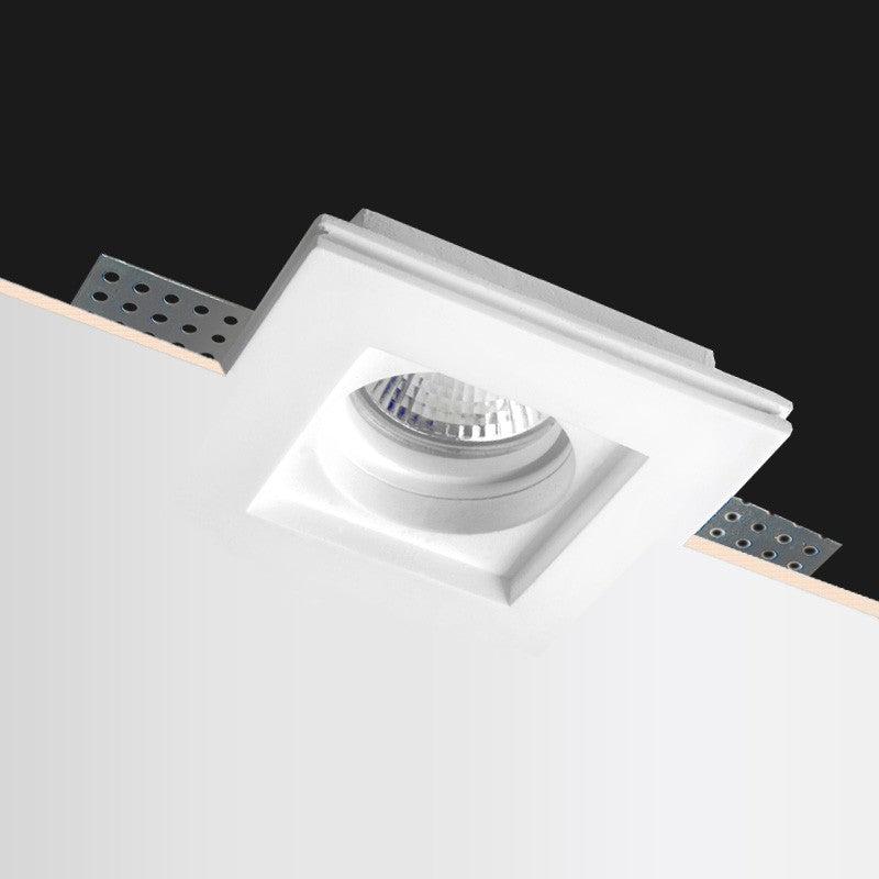 KIT 18 Portafaretti Gesso Ceramico Slim Quadrato da Incasso + 18 Lampadine GU10