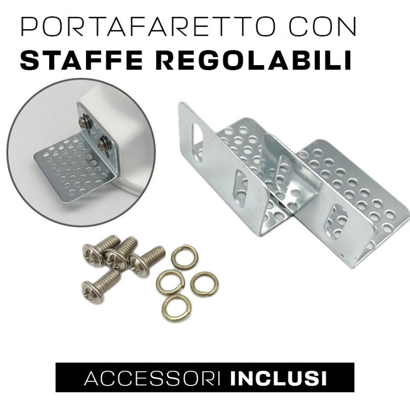 KIT 18 Portafaretti Gesso Ceramico Slim Quadrato da Incasso + 18 Lampadine GU10