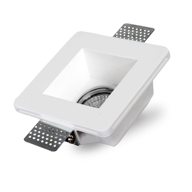 KIT 15 Portafaretti Gesso Ceramico Quadrato da Incasso + 15 Lampadine GU10