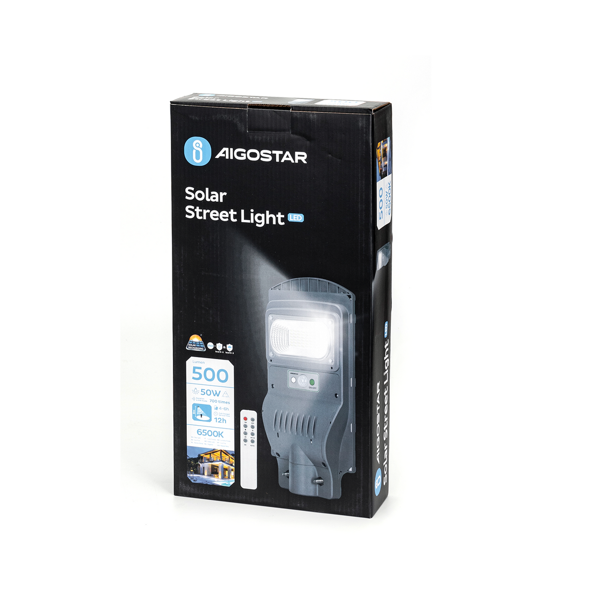 Lampione Stradale Solare 50W Con Crepuscolare e Movimento 6500K IP65