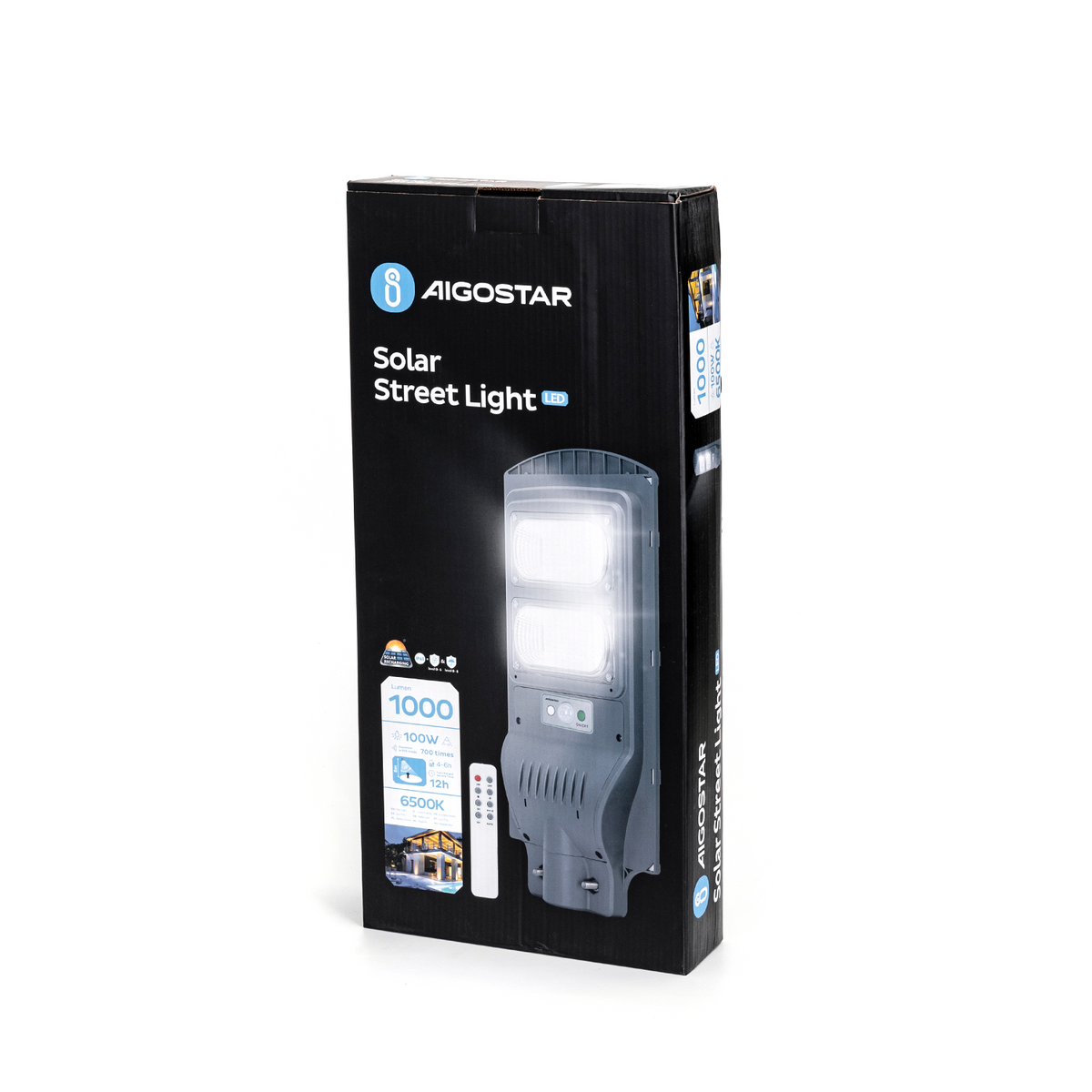 Lampione Stradale Solare 100W Con Crepuscolare e Movimento 6500K IP65