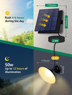Lampada Applique Led Solare + Movimento CCT 50W Cavo 3mt 6500K IP65 Con Telecomando