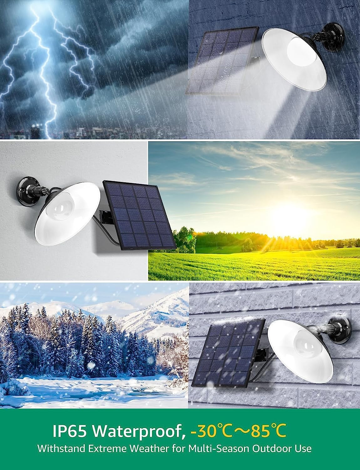 Lampada Applique Led Solare + Movimento CCT 50W Cavo 3mt 6500K IP65 Con Telecomando