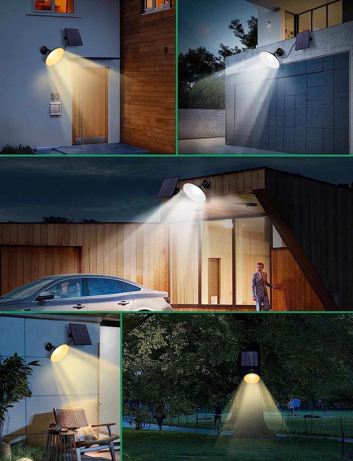 Lampada Applique Led Solare + Movimento CCT 50W Cavo 3mt 6500K IP65 Con Telecomando