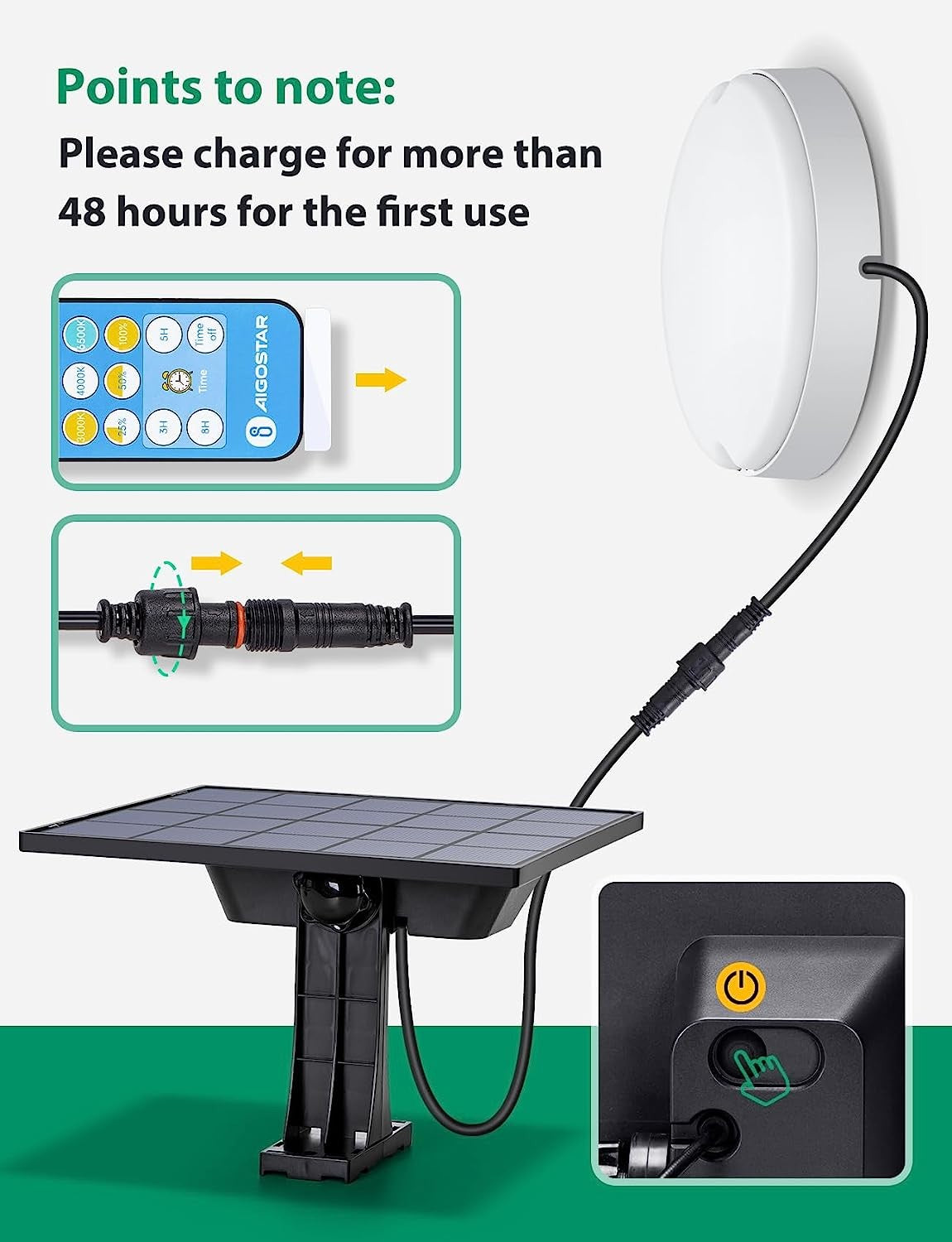 Plafoniera Led Solare CCT 50W Cavo 3mt 6500K IP65 Con Telecomando