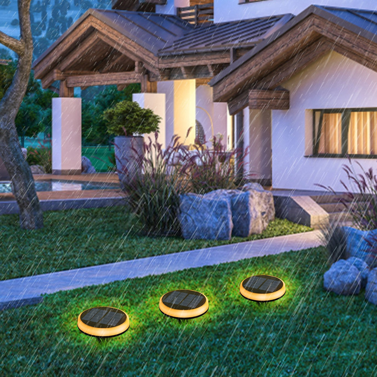 Segnapasso Led Solare Con Selettore CCT IP65 Installazione Terra o Parete