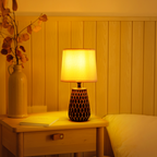 Aigostar Lampada da Tavolo Abat Jour in Ceramica E14 colore Bianco e Nero
