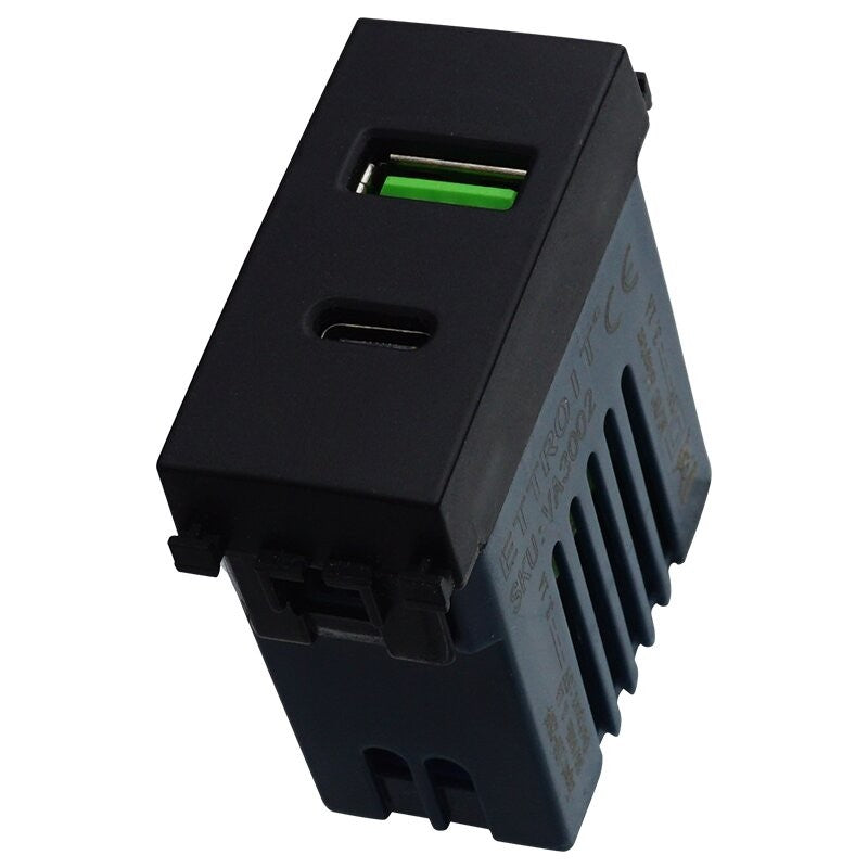 Presa USB Doppia 5V 2 in 1 USB + TYPE-C 3.1A Compatibile Vimar Arkè Ettroit