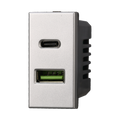 Presa USB 2 in 1 USB + TYPE - C 3.1AMH Compatibile Bticino Axolute