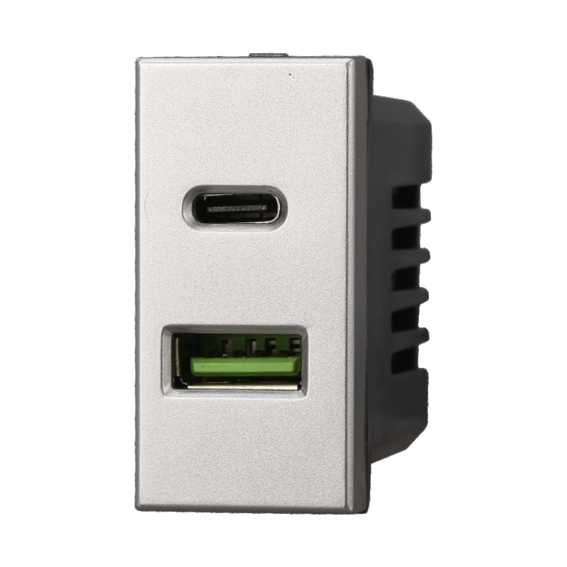 Presa USB 2 in 1 USB + TYPE - C 3.1AMH Compatibile Bticino Axolute