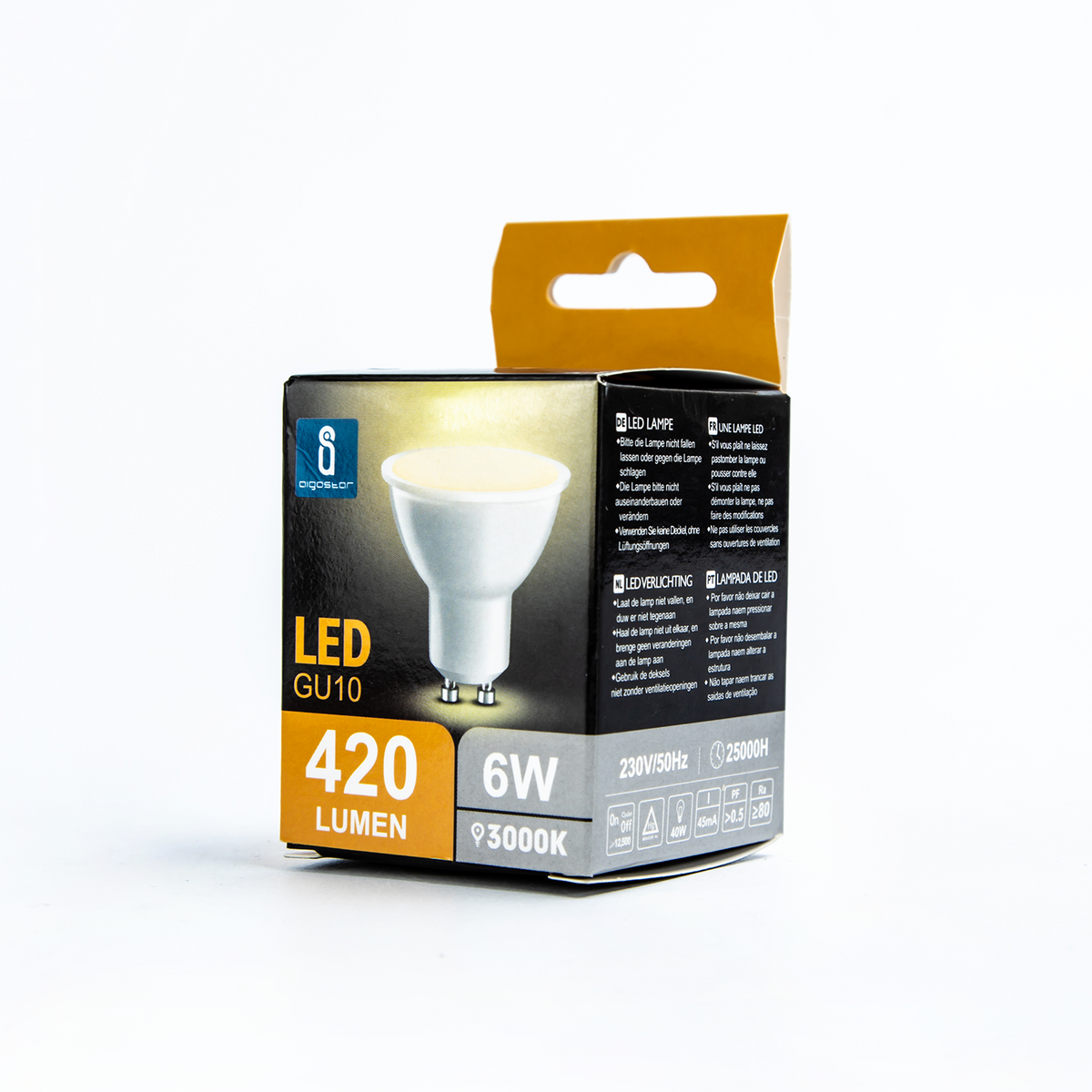 Faretto Led GU10 6W SMD Apertura 120-160 Gradi Luce Calda 3000K