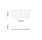 Portafaretto in Gesso Ceramico Stondato Conico Triplo da Incasso per GU10/MR16