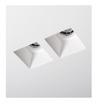 Portafaretto in Gesso Ceramico Quadrato Alto Doppio da Incasso per GU10/MR16