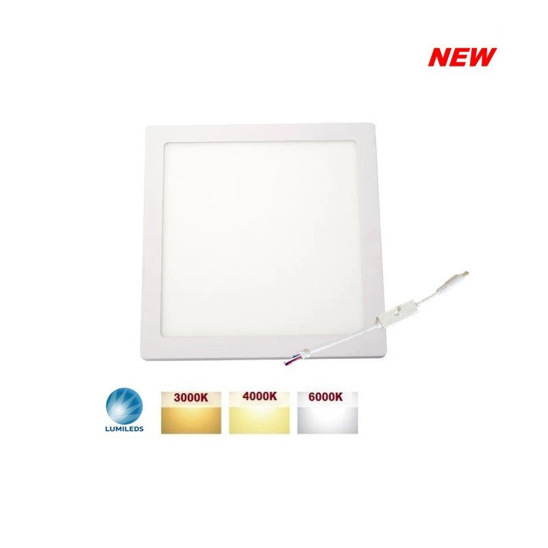 Plafoniera Applique Parete o Soffitto Led 20W Quadrata con Selettore 3 Colori CCT