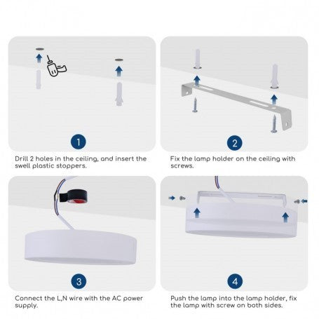 Plafoniera Applique Parete o Soffitto Led 20W Rotonda con Selettore 3 Colori CCT