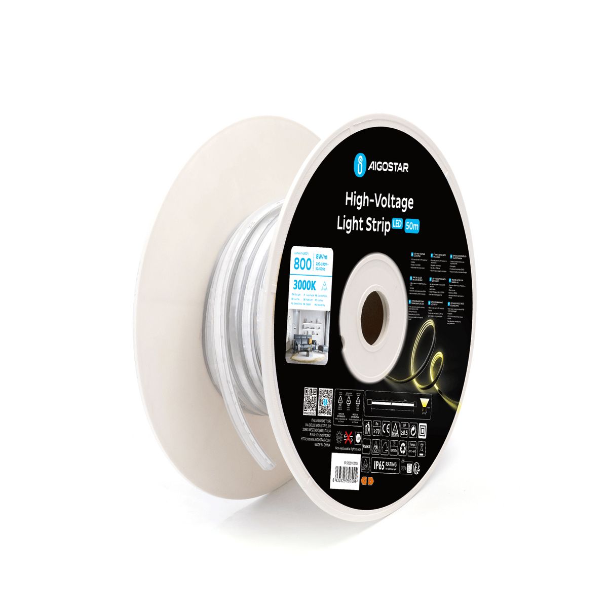 Striscia Led Neon Flex Modellabile 220V 8W/MT IP65 Bianco Freddo 6500K al Metro