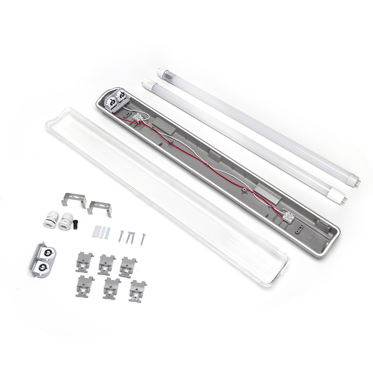 Plafoniera Stagna 2 X 0,6 Mt Completa di Tubi LED 6500K 2 X 1080LM