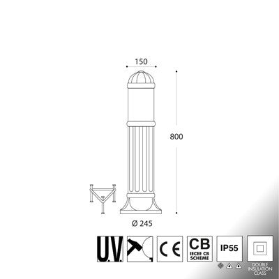 Lampione da Giardino in Resina Sauro 800 80cm E27 IP55
