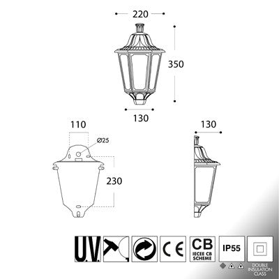 Lanterna Applique da Parete in Resina IESSE Nero E27 IP55