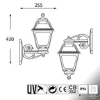 Lanterna Applique a Parete in Resina BISSO MARY Nero E27 IP55
